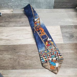 Mickey Unlimited Necktie Pluto Donald Goofy Circus Collectible EUC VTG